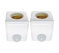 Bortivier 2pz Presa per Luce con Sensore di Movimento E27, Portalampada con Rilevatore di Movimento, Portalampada con Sensore di Infrarossi Automatico per Lampada con Spina EU