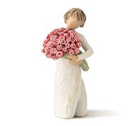 Bortivier Bouquet Ragazzi Statue nel Miniatura Decorazioni per La Casa nel Resina Sculture di Desktop Regalo di Natale per La Casa (Rosa)
