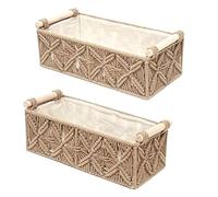 Bortivier Cesto Portaoggetti In Macramè Cestini Decorativi Boho per Organizzare il Cestino In Tessuto per il Cestino Della Carta Igienica da Banco B Resistente e Facile da Usare