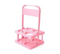 Bortivier Portabevande Pieghevole In Plastica A 4 Fori, Portabibite Riutilizzabile con Manico Portabibite Portatile Rosa