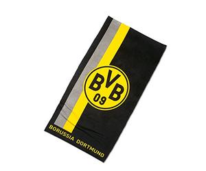 Borussia Dortmund Telo da bagno in cotone con motivo a righe, 70 x 140 cm, colore: Nero/Giallo