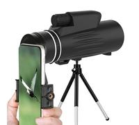 Borwolf 12X50 Telescopio monoculare HD Bak4 Prisma con clip for telefono Treppiede for caccia Telescopio for birdwatching (Color : Add tripod and clip)