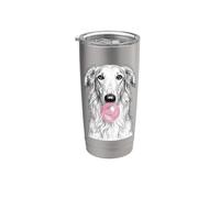 Borzoi Cane che soffia gomma da masticare divertente arte canina Bicchiere termico in acciaio inox doppia parete