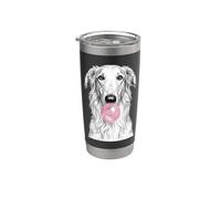 Borzoi Cane che soffia gomma da masticare divertente arte canina Bicchiere termico in acciaio inox doppia parete