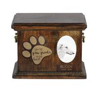 Borzoi - Urna per Hundeasche Con Keramikplatte E Descrizione