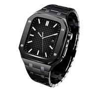 Boscaio a protezione robusta + braccialetto per bande 44 mm 45 mm cinghia in acciaio inossidabile con custodia in metallo per iwatch SE 8 7 6 5 4 Serie (colore: argento, dimensione: 45 mm per 8/7)