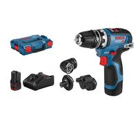 Bosch Professional 12V System Trapano-avvitatore a batteria GSR 12V-35 FC - FlexiClick System (incl. 2 batt. da 3.0Ah, caricabatteria rapido GAL 12V-40, 4 portapunte, L-BOXX)