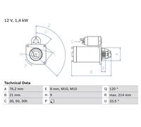 Motorino d'avviamento, starter BOSCH 0 986 017 110