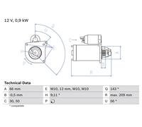 BOSCH 0 986 018 860 Motorino d'avviamento per NISSAN,OPEL,RENAULT,VAUXHALL