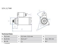 Motorino D'avviamento Bosch 0986020260 per Audi Seat Skoda VW