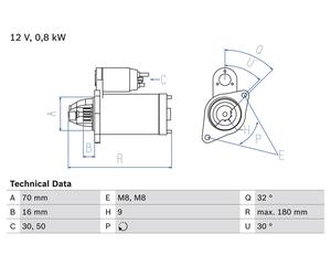 BOSCH 0 986 022 151 Motorino d'avviamento per SMART