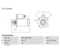BOSCH 0 986 023 530 Motorino avviamento