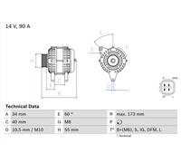 BOSCH 0 986 046 110 Alternatore per TOYOTA