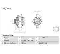 BOSCH 0 986 047 150 Alternatore