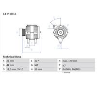 BOSCH 0 986 081 000 Alternatore per CITROËN,PEUGEOT,TOYOTA