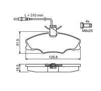 BOSCH 0 986 424 227 Kit pastiglie freno, Freno a disco per PEUGEOT