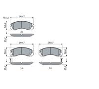 BOSCH 0 986 424 523 Kit pastiglie freno, Freno a disco per CITROËN,MITSUBISHI,MI