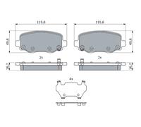 Bosch Kit pastiglie freno 0 986 424 961 posteriore per Jeep Cherokee set di 4 pastiglie