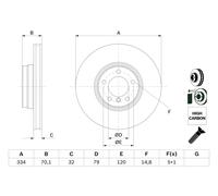 2x Disco freno ventilato 0 986 478 623 BOSCH per BMW ALPINA