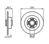 Disco freno BOSCH 0 986 479 196 posteriore, pieno, 1 Pezzo