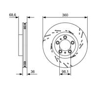 BOSCH 0 986 479 D23 Disco freno per PORSCHE