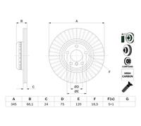 Bosch Disco freno 0 986 479 E06 posteriore ventilato altamente carbonizzato 1 pezzo