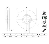 Bosch Disco freno 0 986 479 F54 anteriore ventilato 1 pezzo