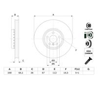 Disco freno BOSCH 0 986 479 F58 anteriore, ventilato, altamente carbonizzato, 1 Pezzo