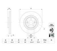 Disco freno BOSCH 0 986 479 G26 anteriore, ventilato, altamente carbonizzato, 1 Pezzo