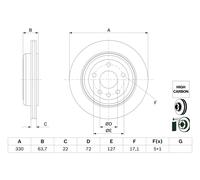 Disco freno ventilato 0 986 479 G87 BOSCH per JEEP GRAND CHEROKEE IV