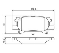 BOSCH 0 986 494 224 Kit pastiglie freno, Freno a disco per LEXUS,TOYOTA