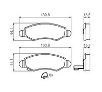Set di pastiglie freno BOSCH 0 986 494 458, anteriore