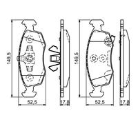 Bosch BP1458, Pastiglie Freni Auto, Asse Anteriore, Qualità Bosch, Riduzione del Rumore e della Polvere, Certificazione ECE-R90, Senza Rame, 1 Confezione da 4 Pastiglie