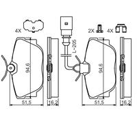 BOSCH 0 986 494 619 Kit pastiglie freno, Freno a disco per VW