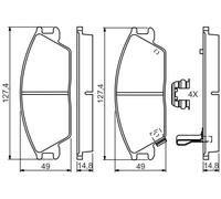 Bosch BP578 - Pastiglie Freni Auto, Asse Anteriore - Qualità Bosch - Riduzione del Rumore e della Polvere - Certificazione ECE-R90 - Senza Rame - 1 Confezione da 4 Pastiglie - Con Accessori