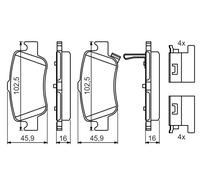 BOSCH 0 986 494 651 Kit pastiglie freno, Freno a disco per TOYOTA