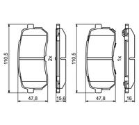 BOSCH 0 986 494 828 Kit pastiglie freno, Freno a disco per KIA