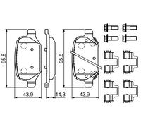 BOSCH 0 986 494 935 Kit pastiglie freno, Freno a disco per FIAT