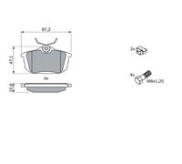 Bosch BP217, Pastiglie Freni Auto, Asse Posteriore, Qualità Bosch, Riduzione del Rumore e della Polvere, Certificazione ECE-R90, Senza Rame, 1 Confezione da 4 Pastiglie, Con Accessori