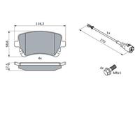 BOSCH 0986494108 Kit pastiglie freno per VW CALIFORNIA T5 Camper (7EC, 7EF, 7EG,