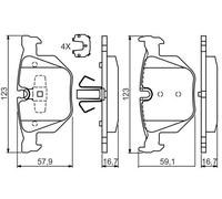 Bosch BP1461 - Pastiglie Freni Auto, Asse Posteriore - Qualità Bosch - Riduzione del Rumore e della Polvere - Certificazione ECE-R90 - Senza Rame - 1 Confezione da 4 Pastiglie