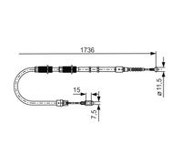 BOSCH 1 987 477 257 Cavo comando, Freno stazionamento per AUDI