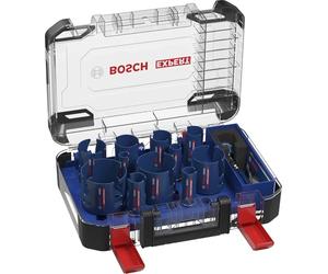 Bosch 15x Set di seghe a tazza universale EXPERT Construction Material PC Plus (per Legno tenero, Truciolato, Ø 20-76 mm, Professional Accessorio Trapanoi)