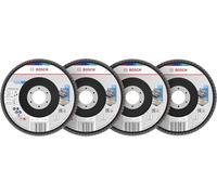 Bosch 15x Set dischi lamellari X451 (per Acciaio, Alluminio, Ø 125 mm, Grano 40, 60, 80, 120, Professional Accessorio Smerigliatrice angolare grande)