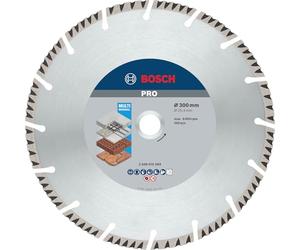 Bosch 1x Disco diamantato PRO Multi Material, foro 25,4 mm | per Calcestruzzo, Calcestruzzo armato, Ø 300 mm, Professional Accessorio Sega circolare da banco