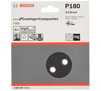 Bosch 2608605118 - Set da 5 fogli abrasivi, diametro 125 mm, grana 180 (5 pezzi)