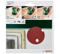 Bosch 2609256A32 - Fogli abrasivi per smerigliatrici eccentriche, diametro 150 mm, 6 fori, grana 120, lotto di 5 fogli