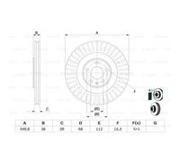 BOSCH 2x Dischi-Freno Ø3498 MM Ventilato Rivestito per Audi e-Tron