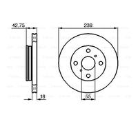 BOSCH 2x Disco Freni Anteriore 238 Ventilato Ventilazione Interna per Toyota