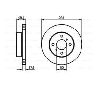 BOSCH 2X Disco Freno Anteriore 231 Ventilato Per Suzuki Alto HA24 Wagon R+